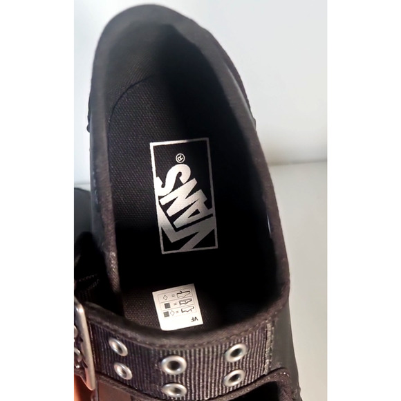 Vans Mary Jane Creeper Shoes Grunge Core Black Leather Size Women's 6.5 Men's 5 - Picture 6 of 8